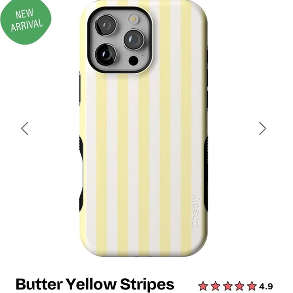Casely iPhone 16Pro Butter Yellow Stripes Phone Case Sunday Best. - Picture 1 of 5